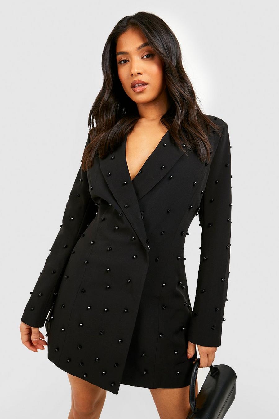 Petite Blazer-Kleid mit Perlen-Detail, Black image number 1