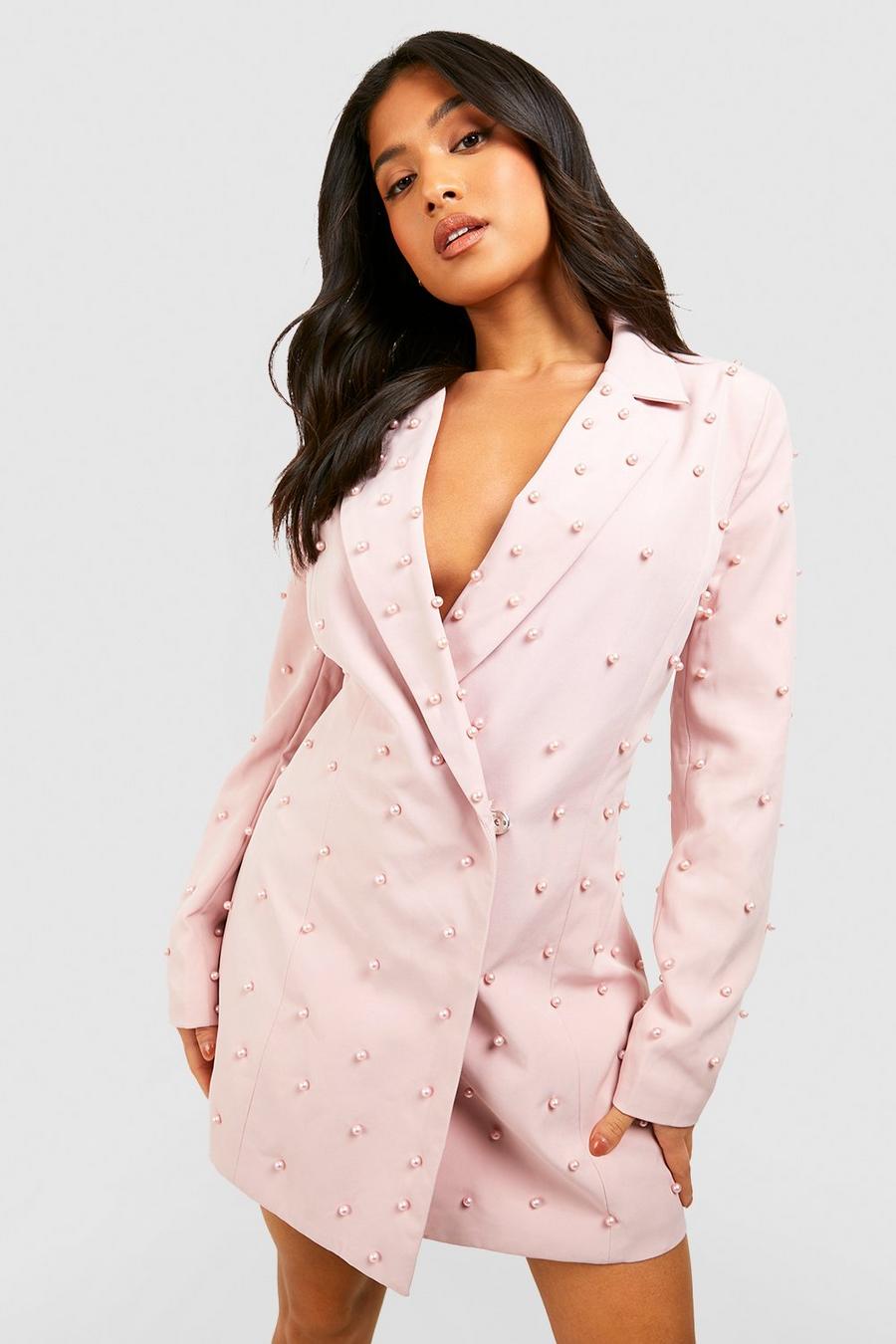 Blush pink Petite Pearl Detail Blazer Dress image number 1