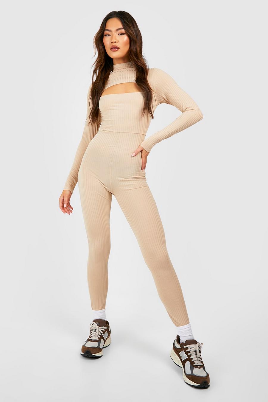 Stone Rib High Neck Cut Out Unitard image number 1