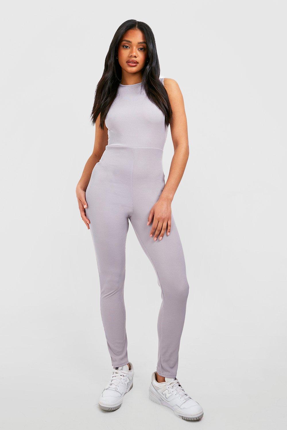 Unitard Rib Jumpsuit Grey –