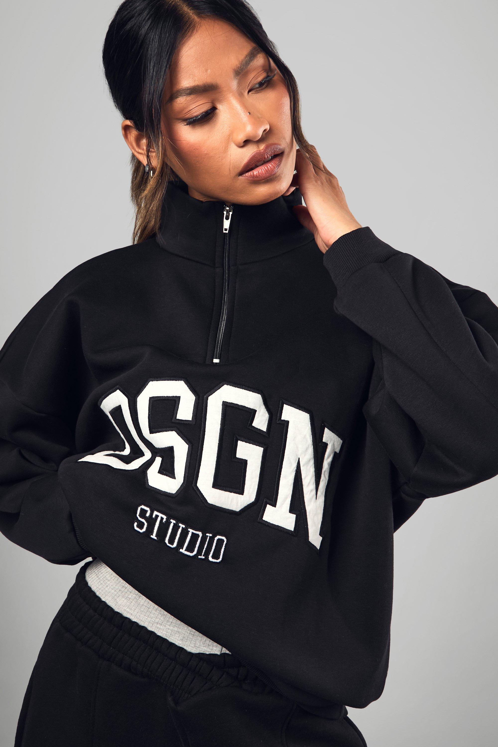 Recharge - Oversized Half Zip Sweatshirt in Black