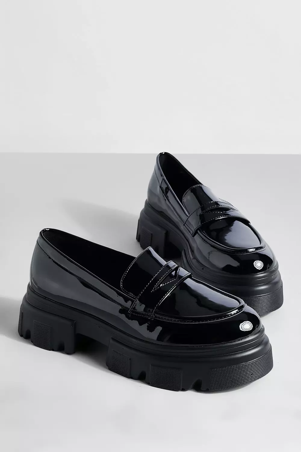 Patent chunky sale loafers