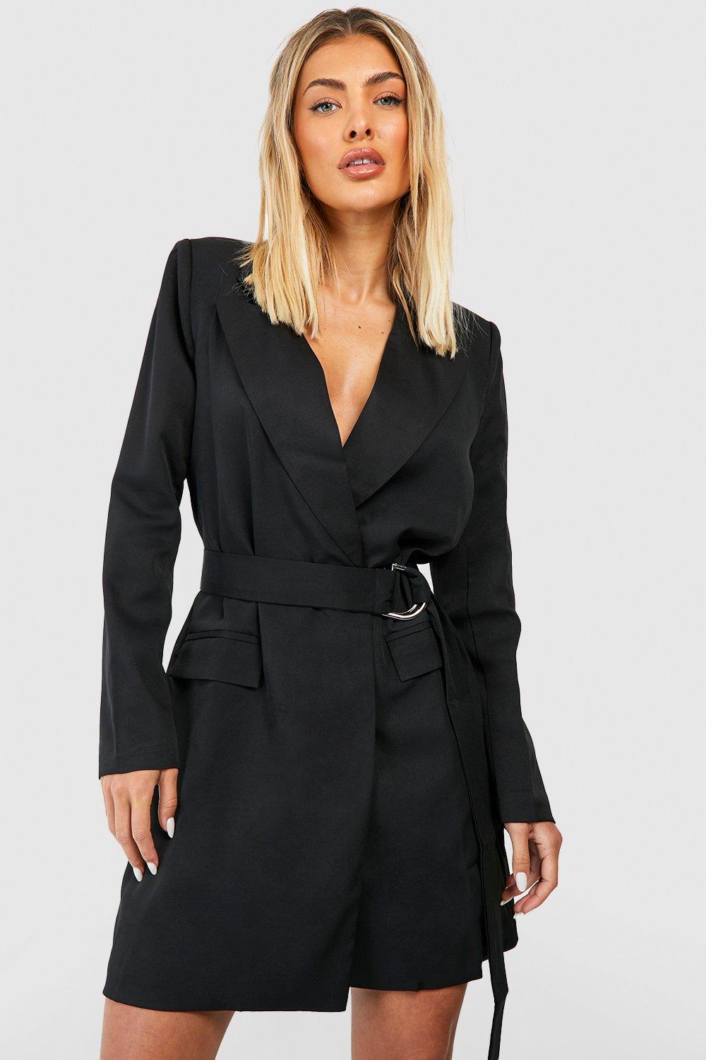 Black belted 2024 blazer dress