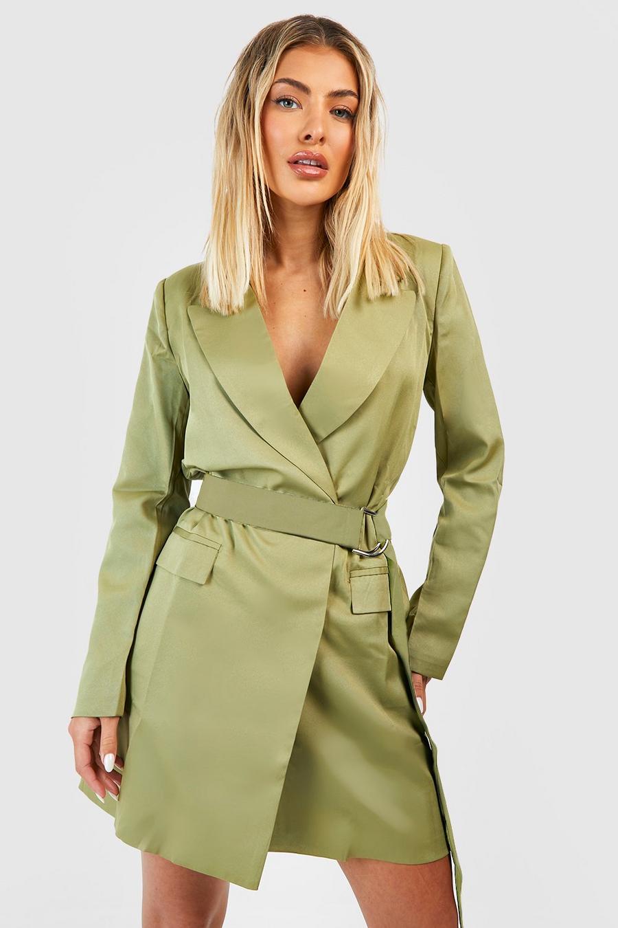 Khaki D Ring Belted Blazer Dress image number 1