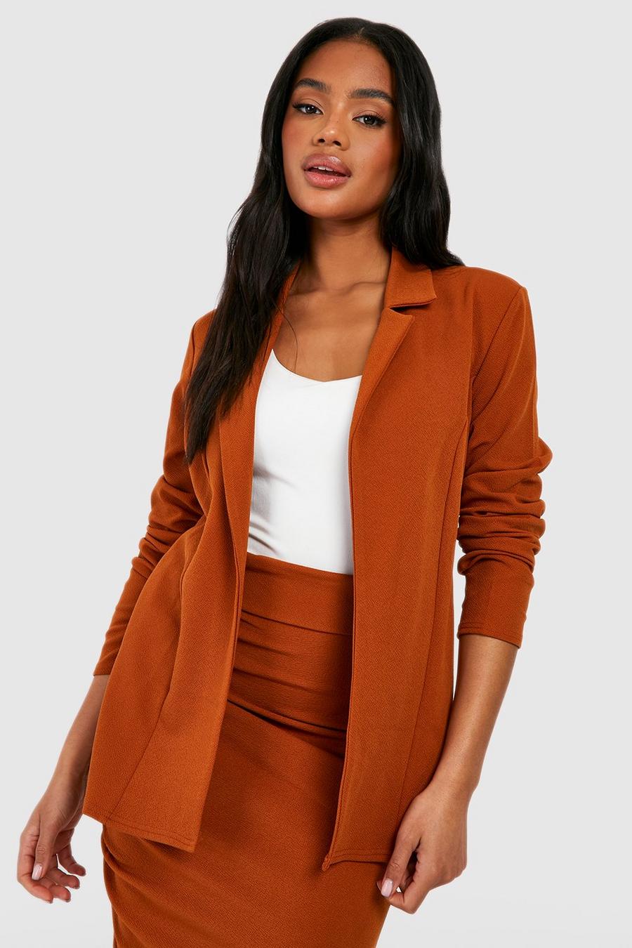 Spice Jersey Crepe Ruched Sleeve Relaxed Fit Blazer image number 1