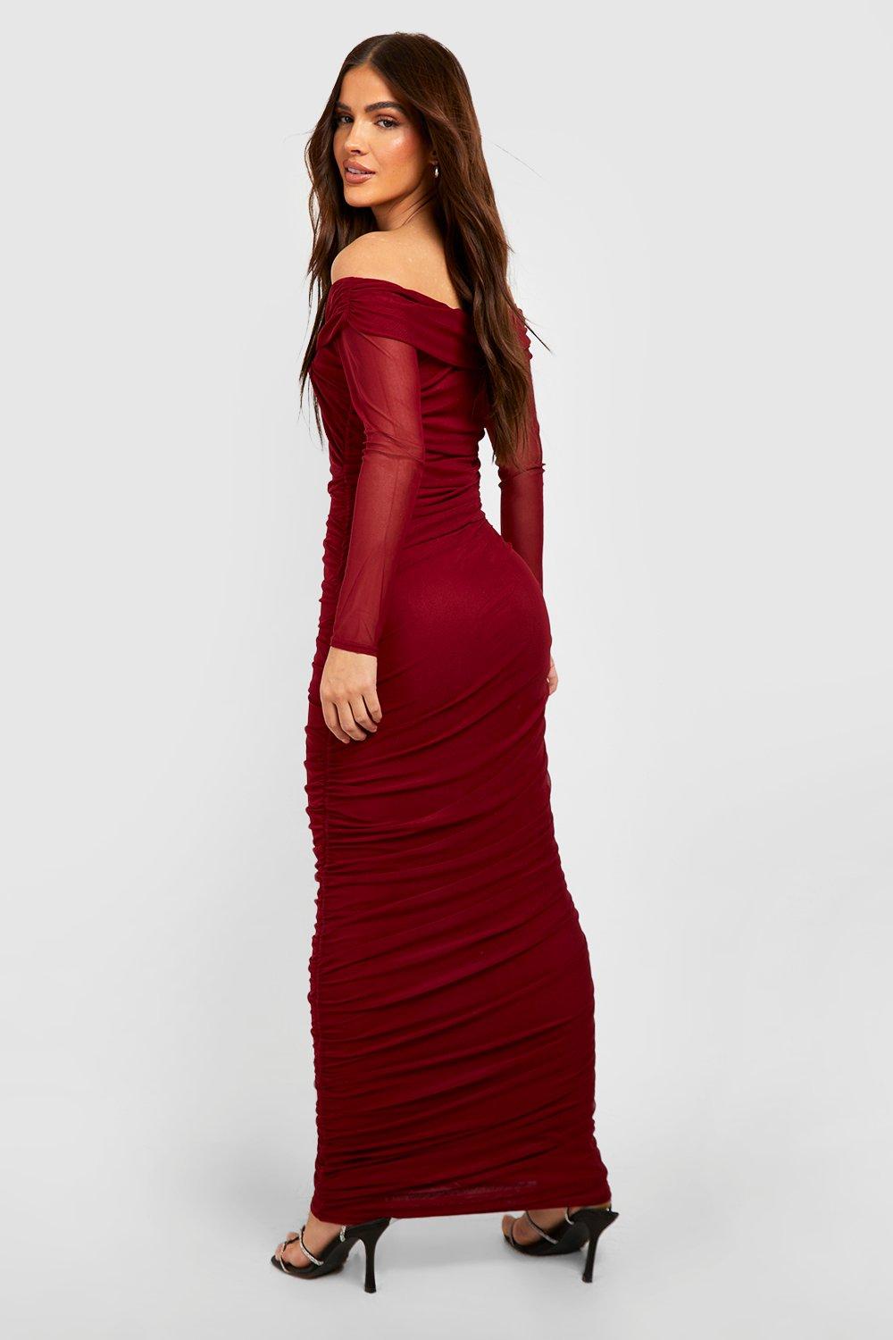 Boohoo shop maroon dress