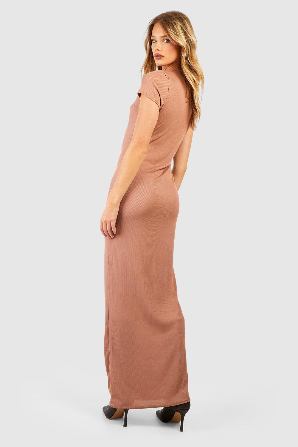 Contour Rib Short Sleeve Maxi Dress