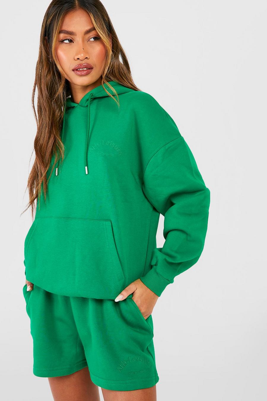 Green Ath Leisure Embroidered Hooded Short Tracksuit image number 1