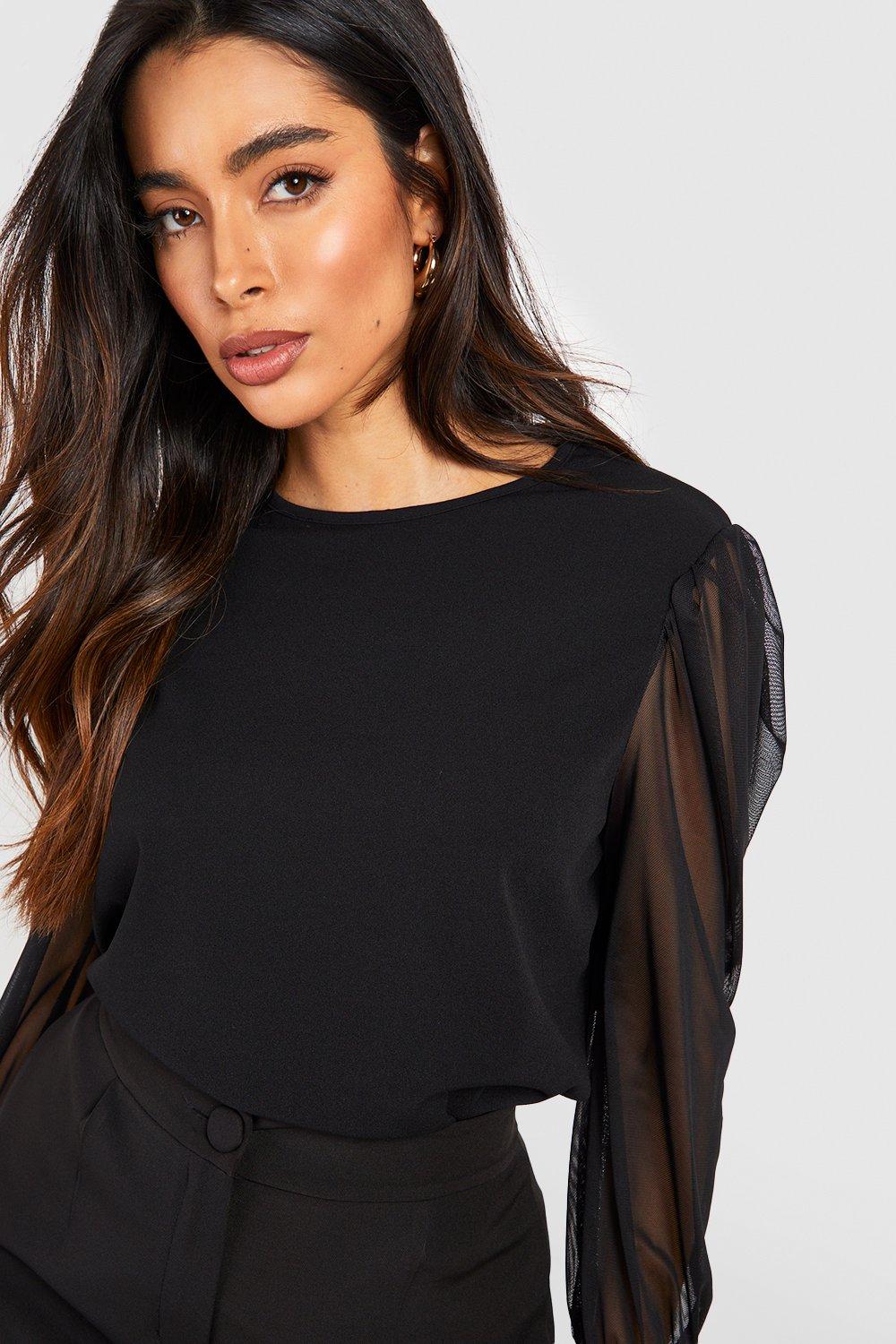 Sheer Sleeve Soft Blouse