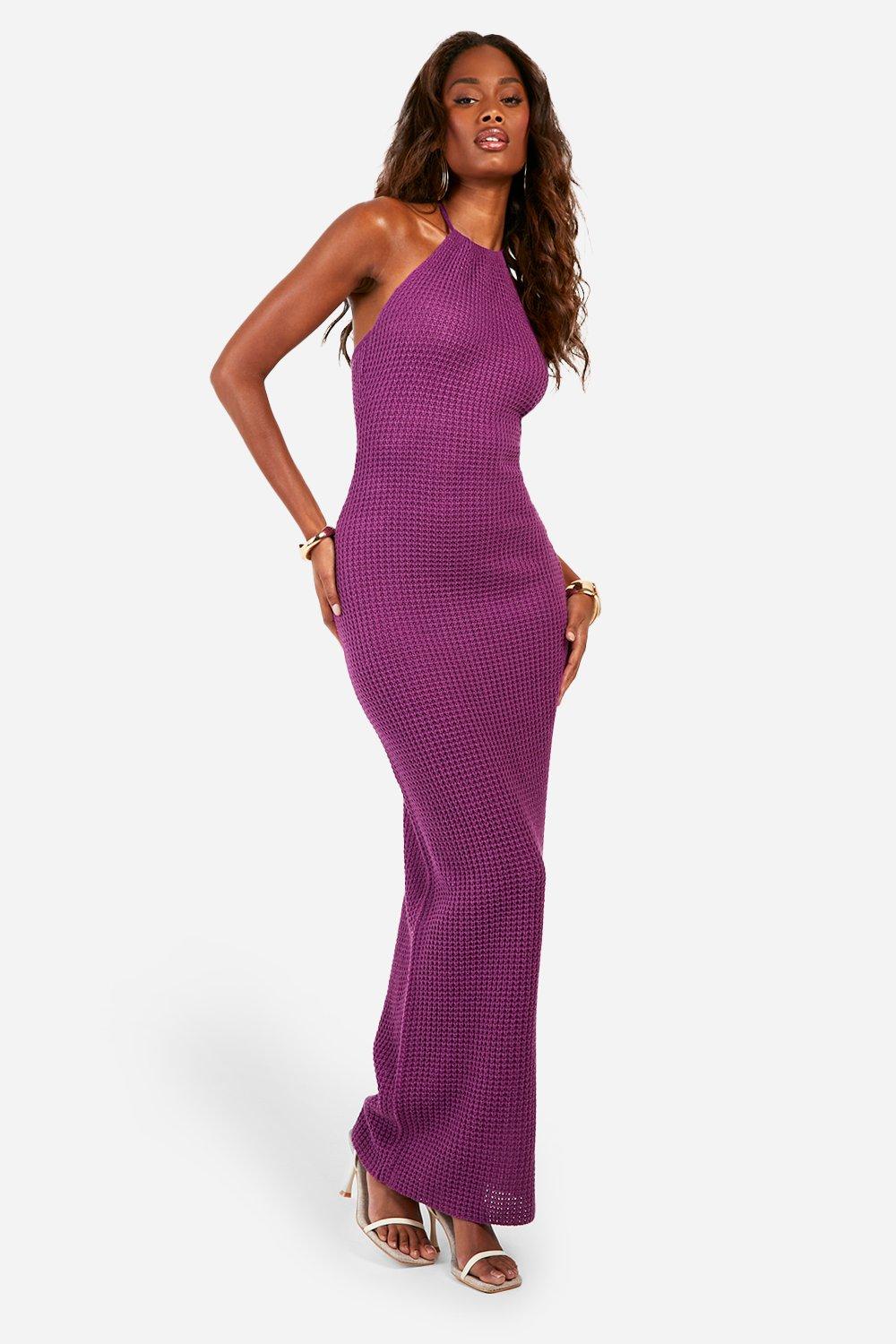 Purple maxi fashion evening dress