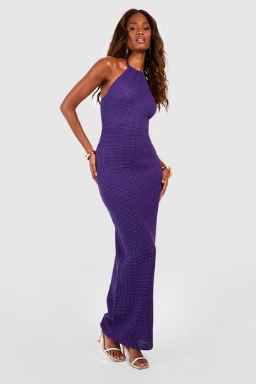 Halterneck Crochet Maxi Dress purple