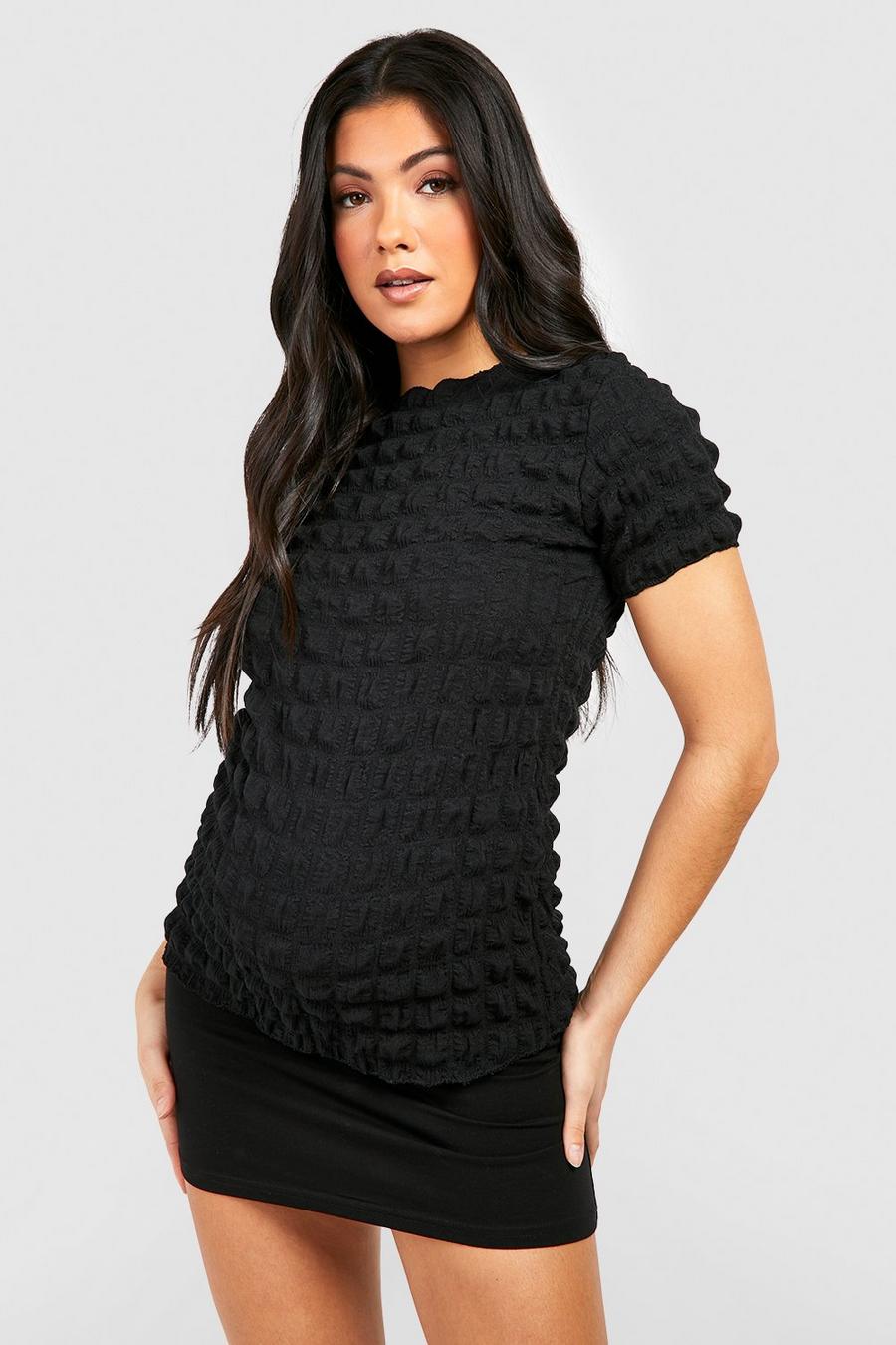 Black Maternity Bubble Jersey Knit T-Shirt image number 1