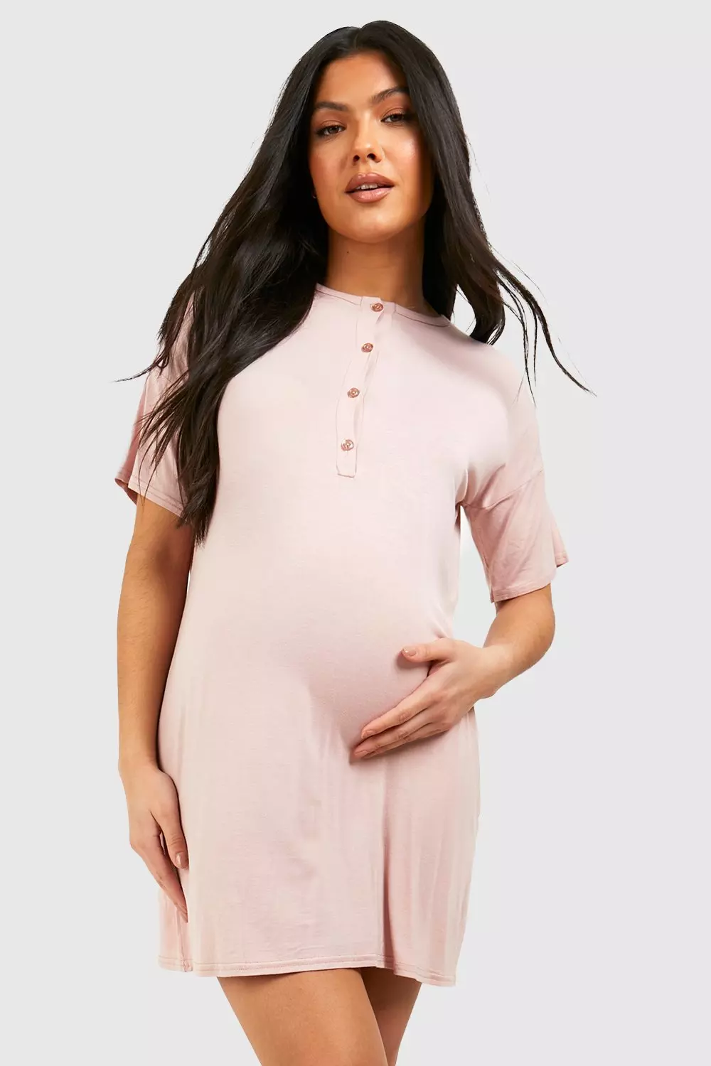 Rose Maternity Button Front Slouchy Nightie alternative image