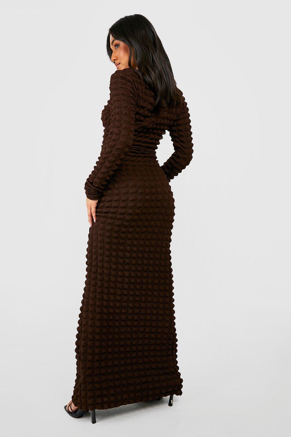 Maternity Chocolate Bubble Textured Midaxi Dress