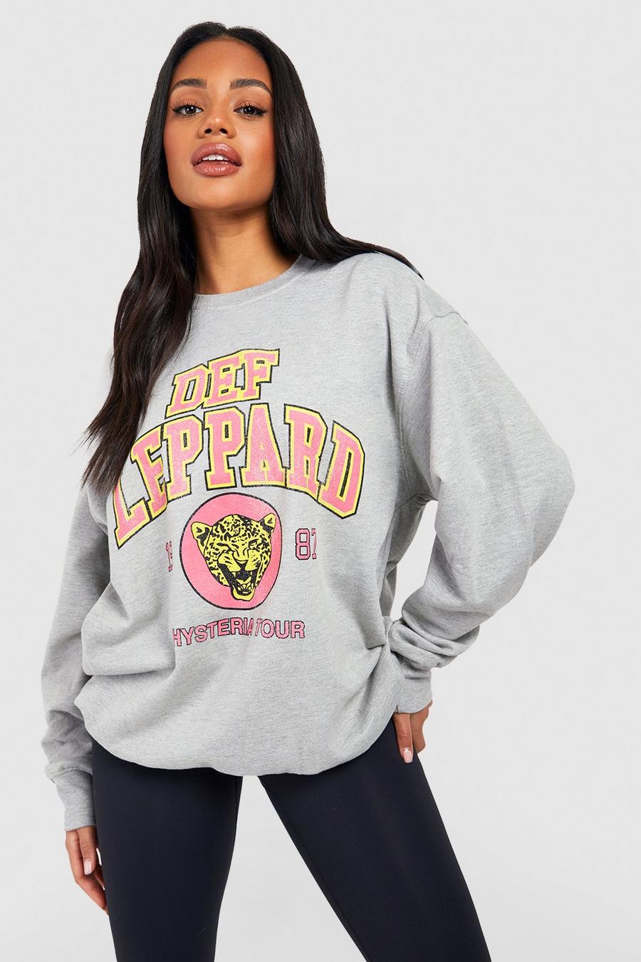 Grey marl Def Leopard License Oversized Band Sweatshirt image number 1