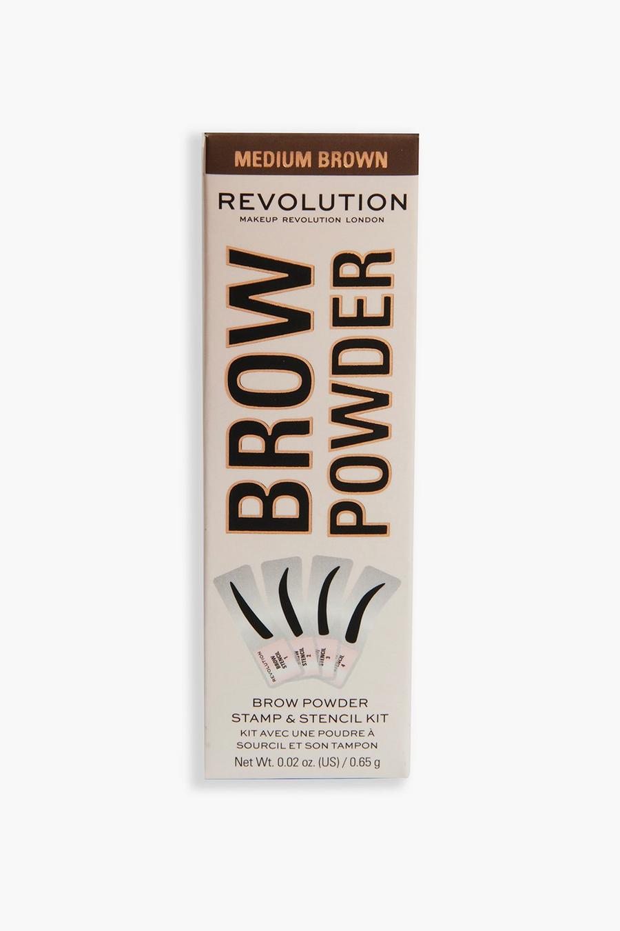 Medium brown brun Revolution Brow Powder Stamp & Stencil Ögonbrynskit image number 1