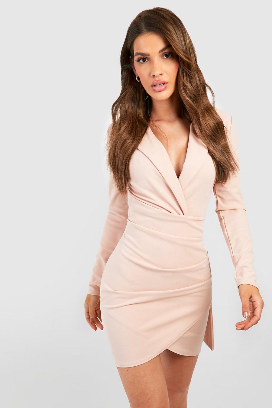 Nude Wrap Detail Fitted Blazer Dress image number 1