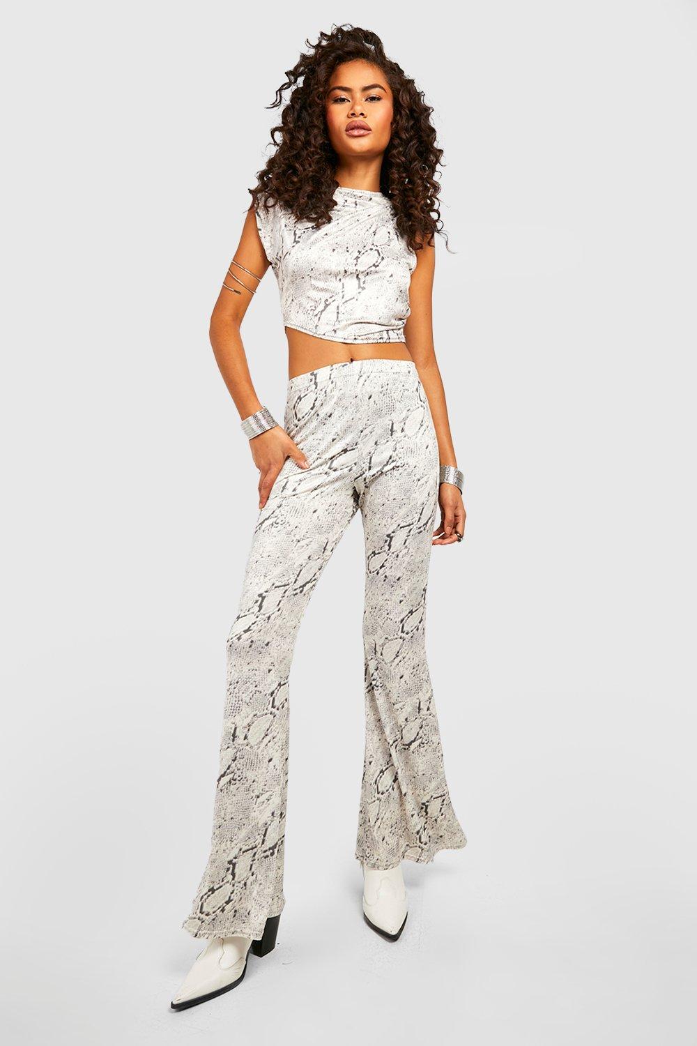 Snake print flare store trousers