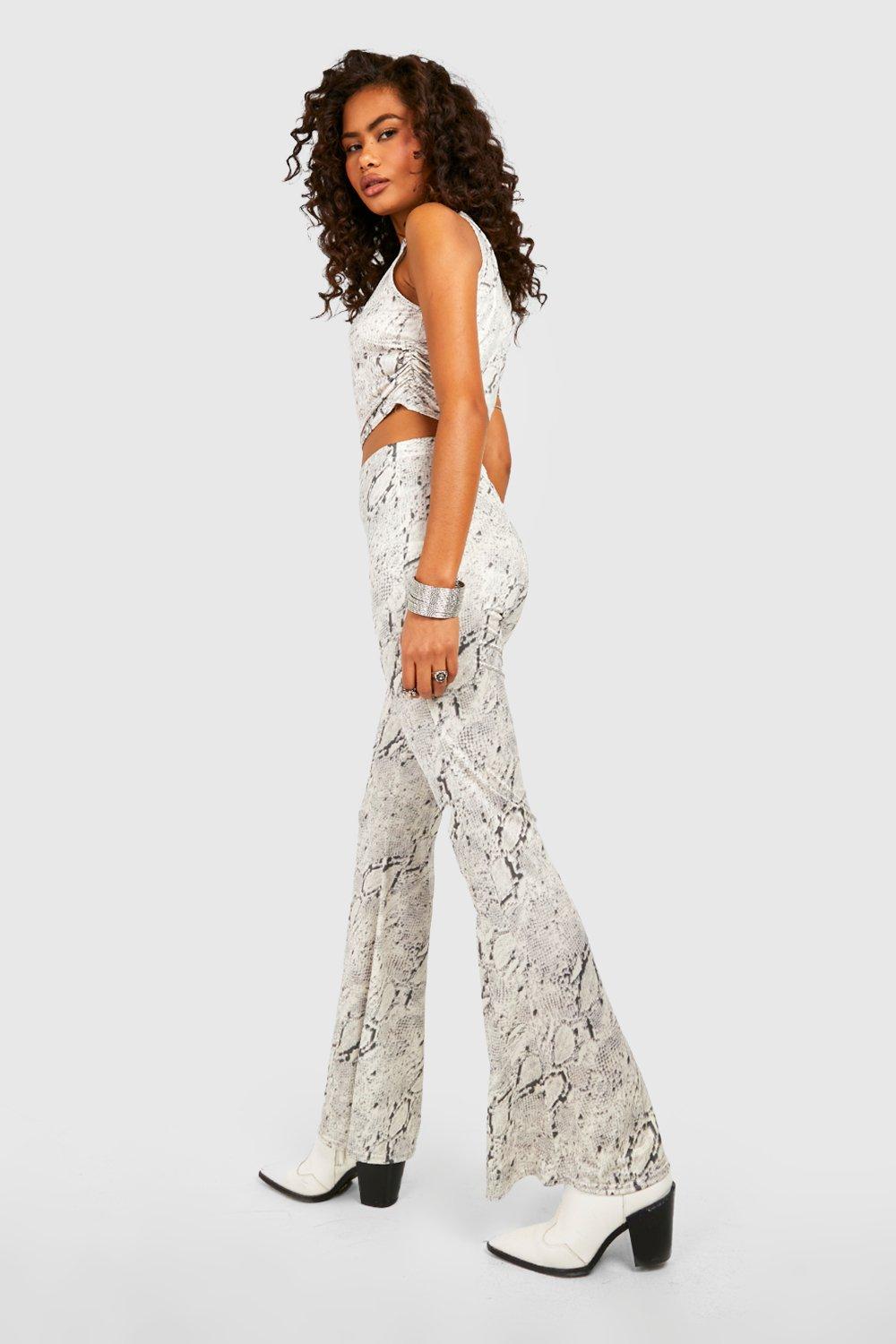 Snake Print Flare Pants