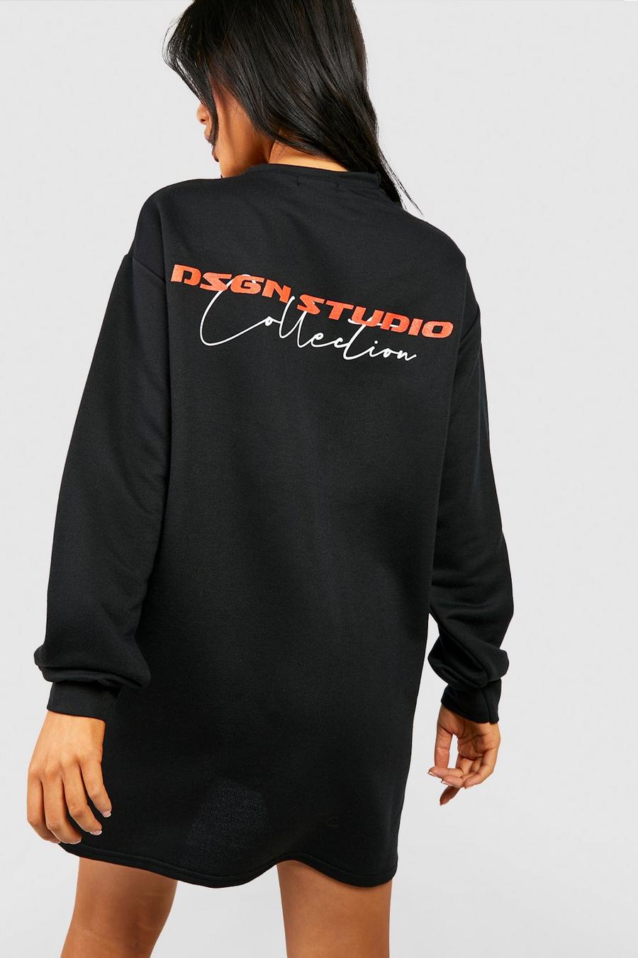 Print Oversize Sweatshirt-Kleid mit Dsgn Studio Print, Black noir