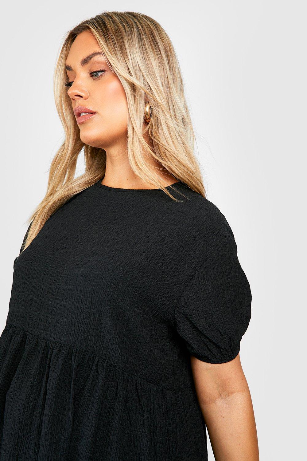 Textured Short Sleeve Top Black