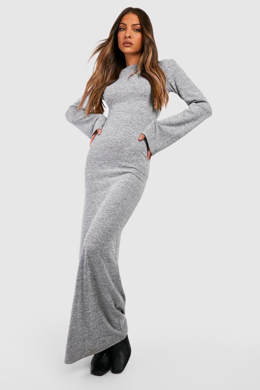 Grey grå Low Back Maxi Dress 