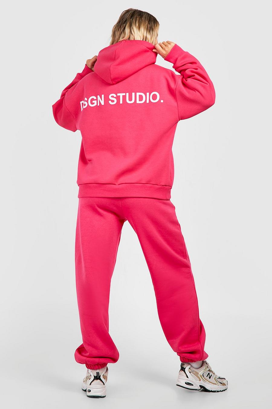 Hot pink Dsgn Studio Woven Label Hooded Tracksuit image number 1