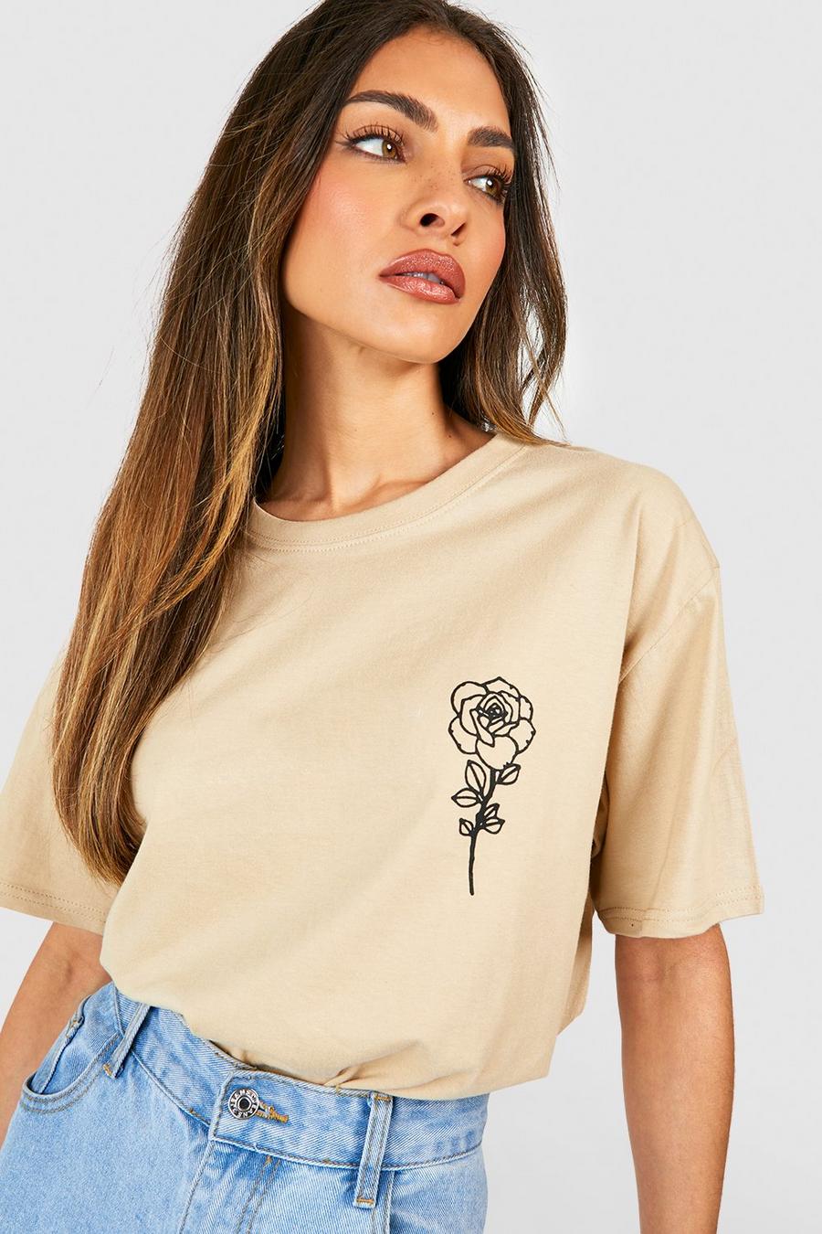 Stone Rose Pocket Print Oversized T-shirt image number 1