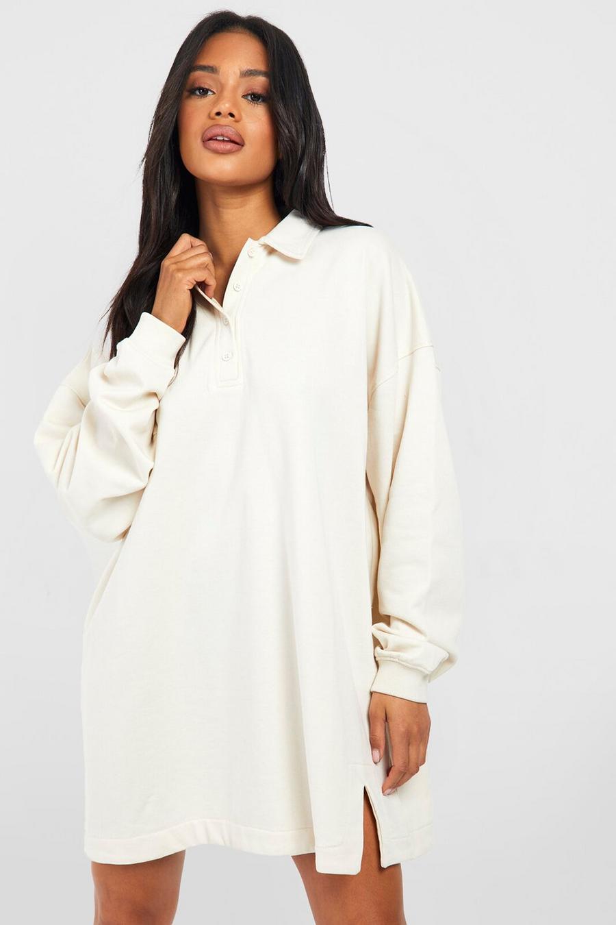 Stone Super Oversized Collar Button Down Sweat Dress image number 1