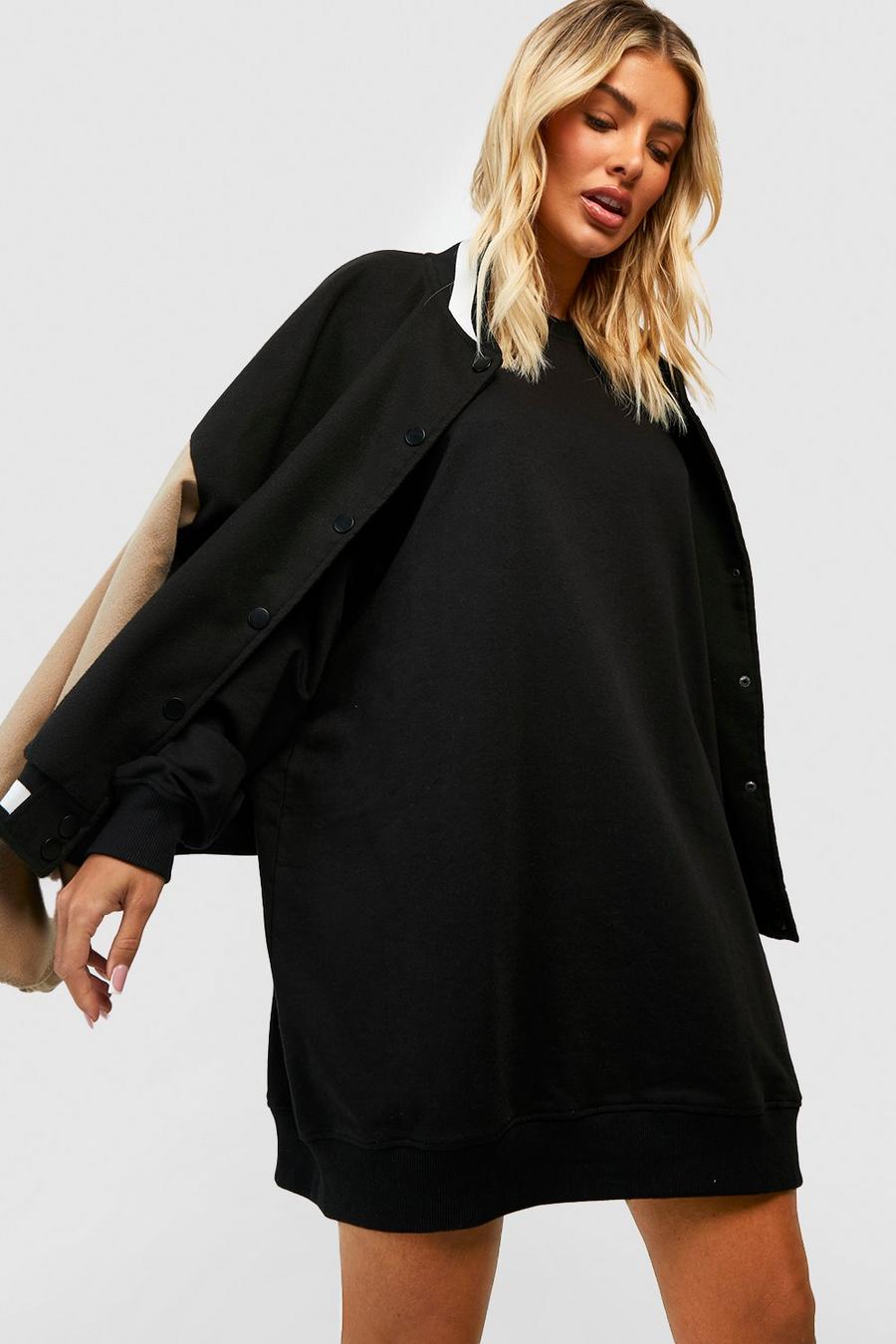 Black Super Oversized Sweatshirt Dress