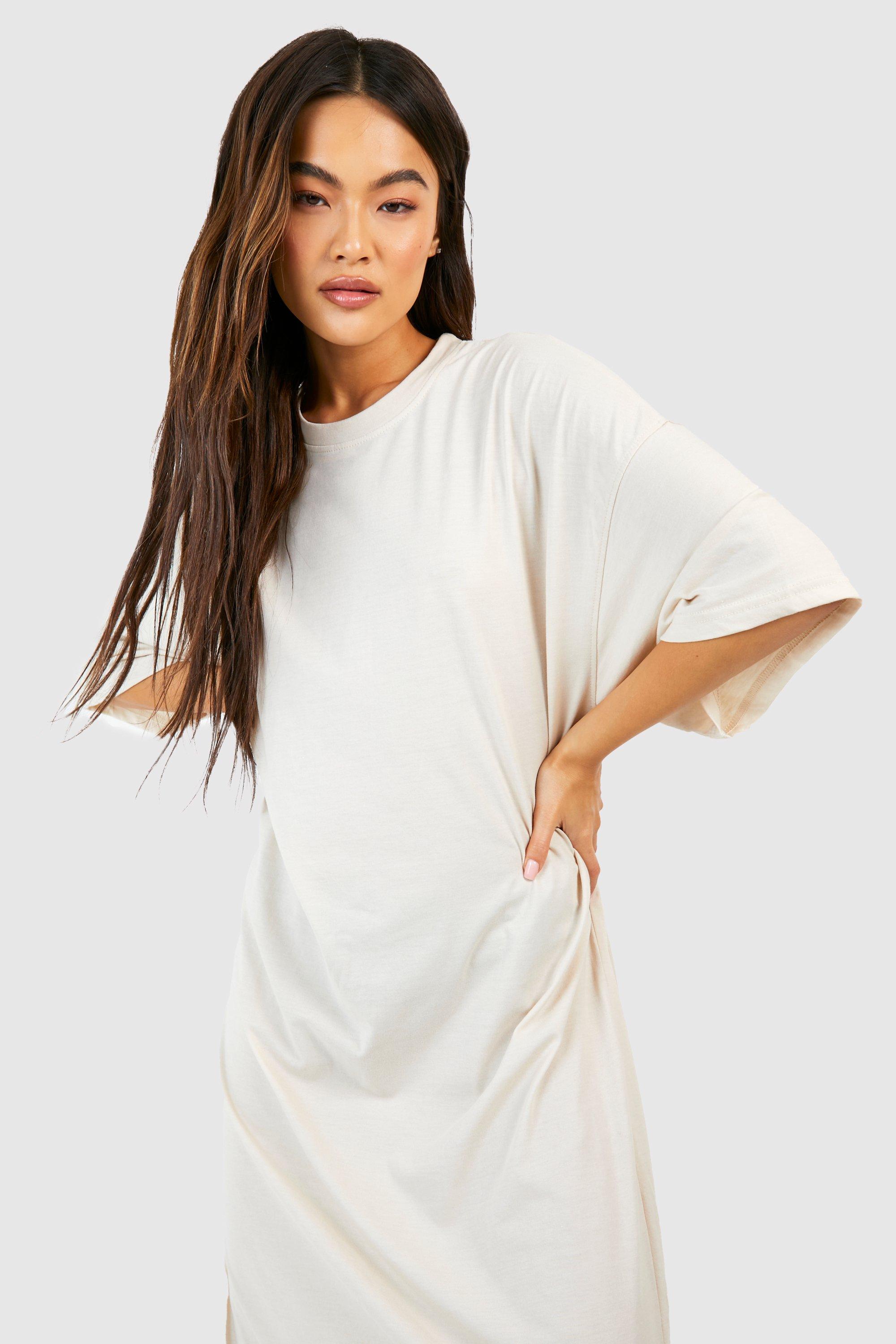 ASOS DESIGN oversized t-shirt dress in oatmeal