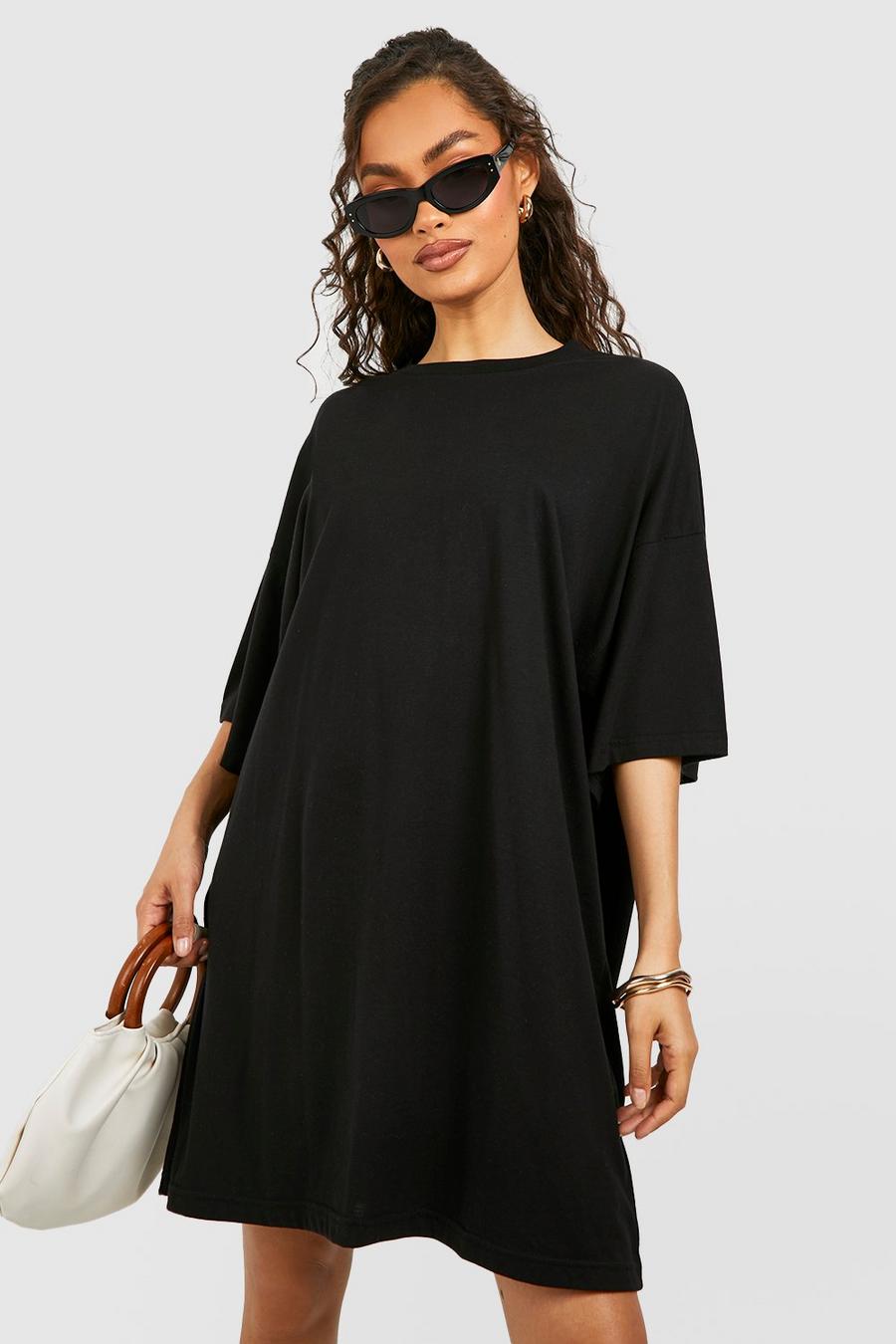 Black Super Oversized T-shirt Dress image number 1
