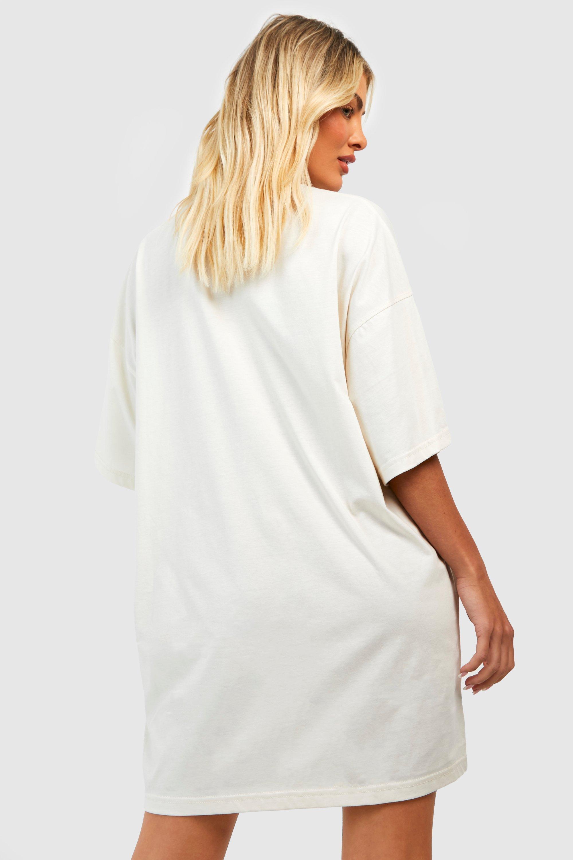 White Oversized Juicy Graphic T Shirt Dress