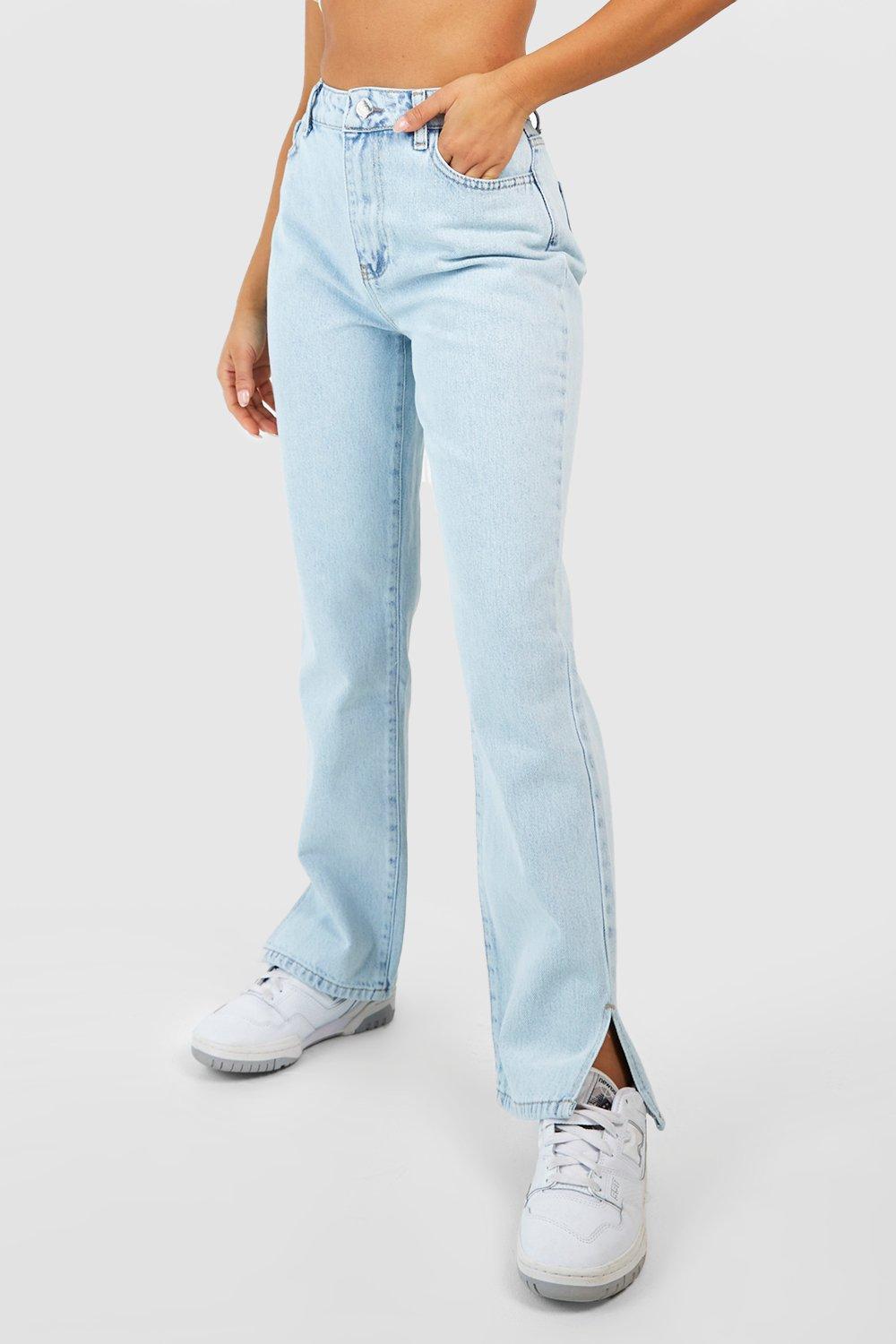 Light Blue Wash Side Split Hem Skinny Jeans