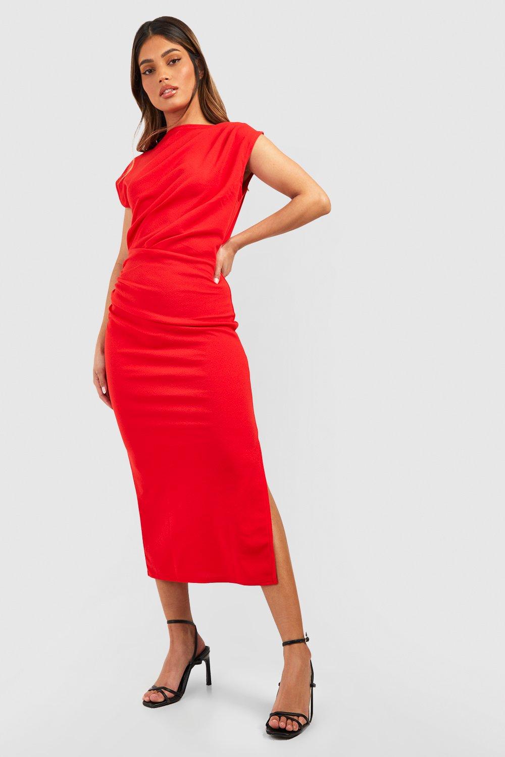 Boatneck Ruched Side Dress