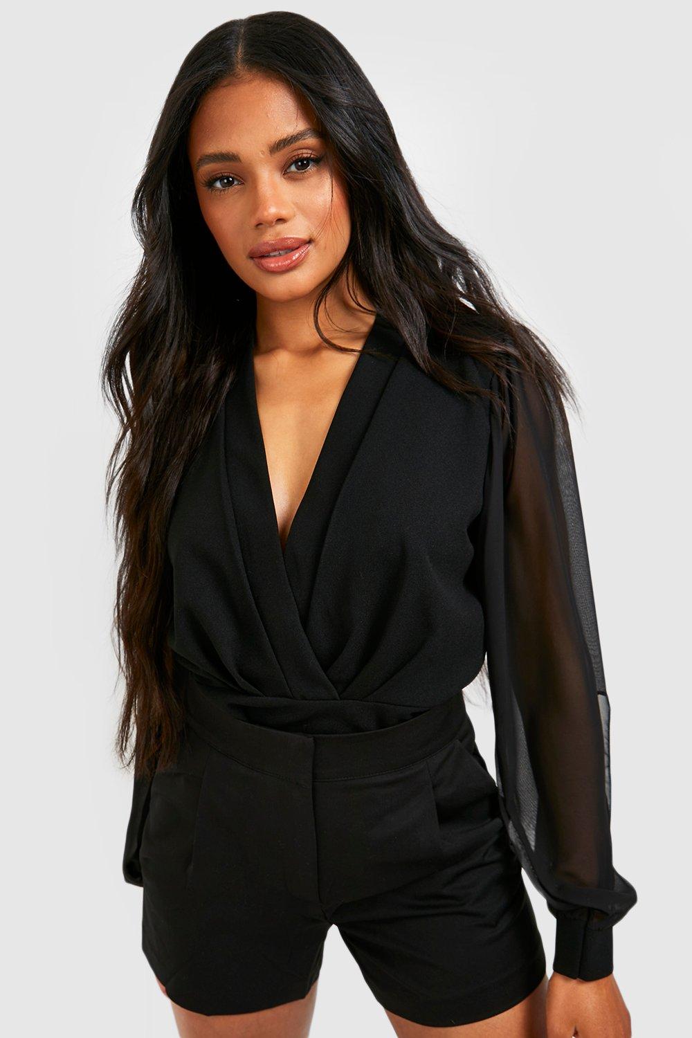 Black dressy bodysuit hot sale