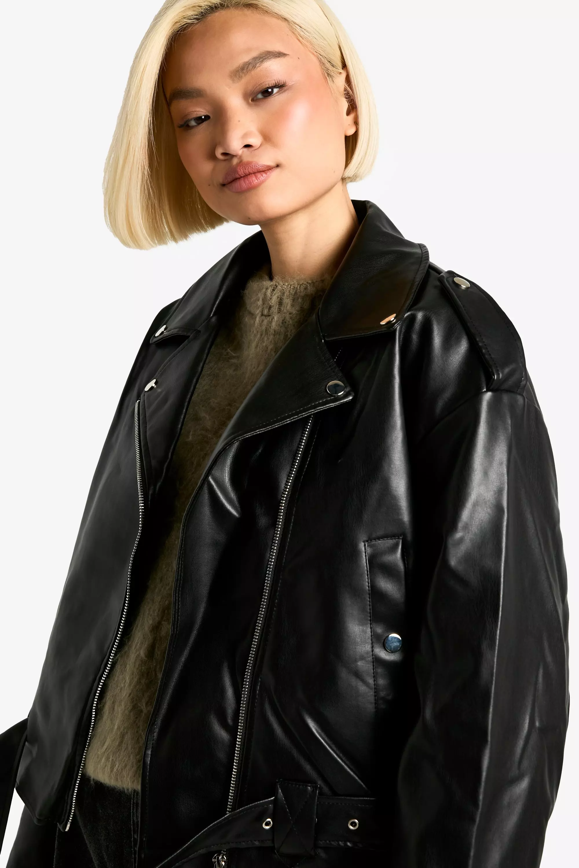 Fleece lined sale biker jacket