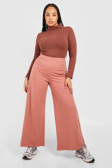 Plus Mix And Match Cotton Wide Leg Pants mocha