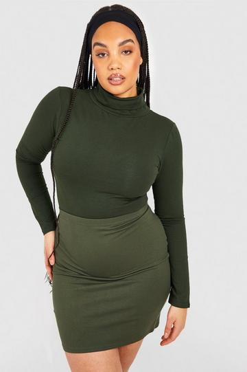 Khaki Plus Mix And Match Cotton Mini Skirt