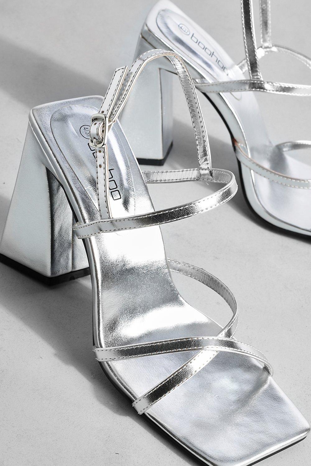 Block heeled sandals store silver