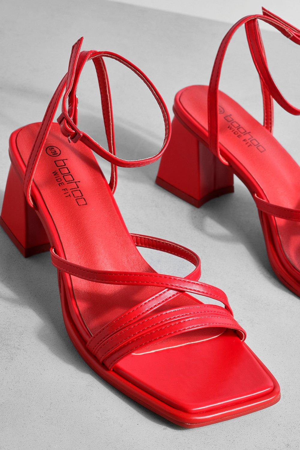 Red color hot sale block heels