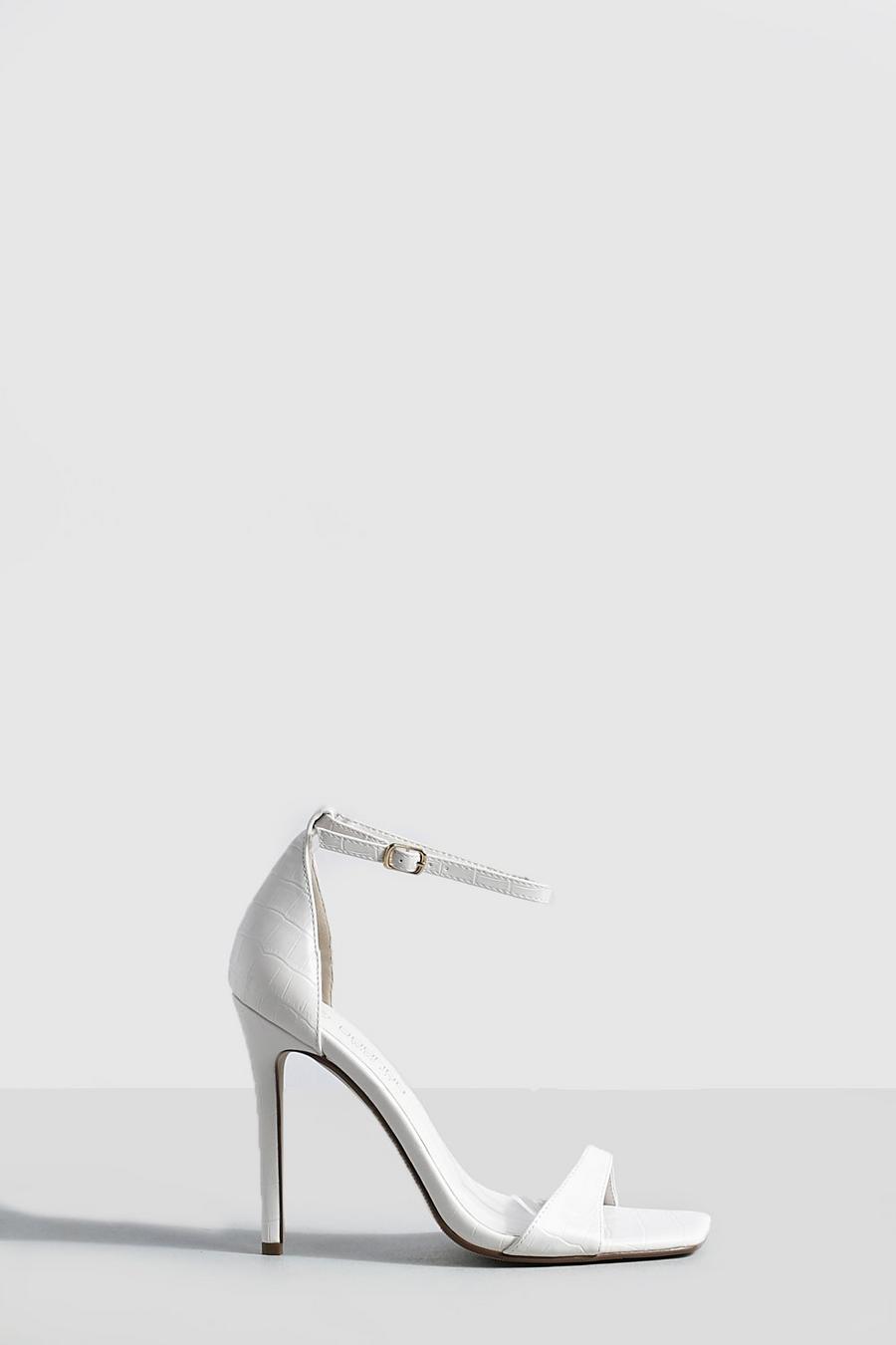 Breite Passform Stiletto-Heels, Ecru white