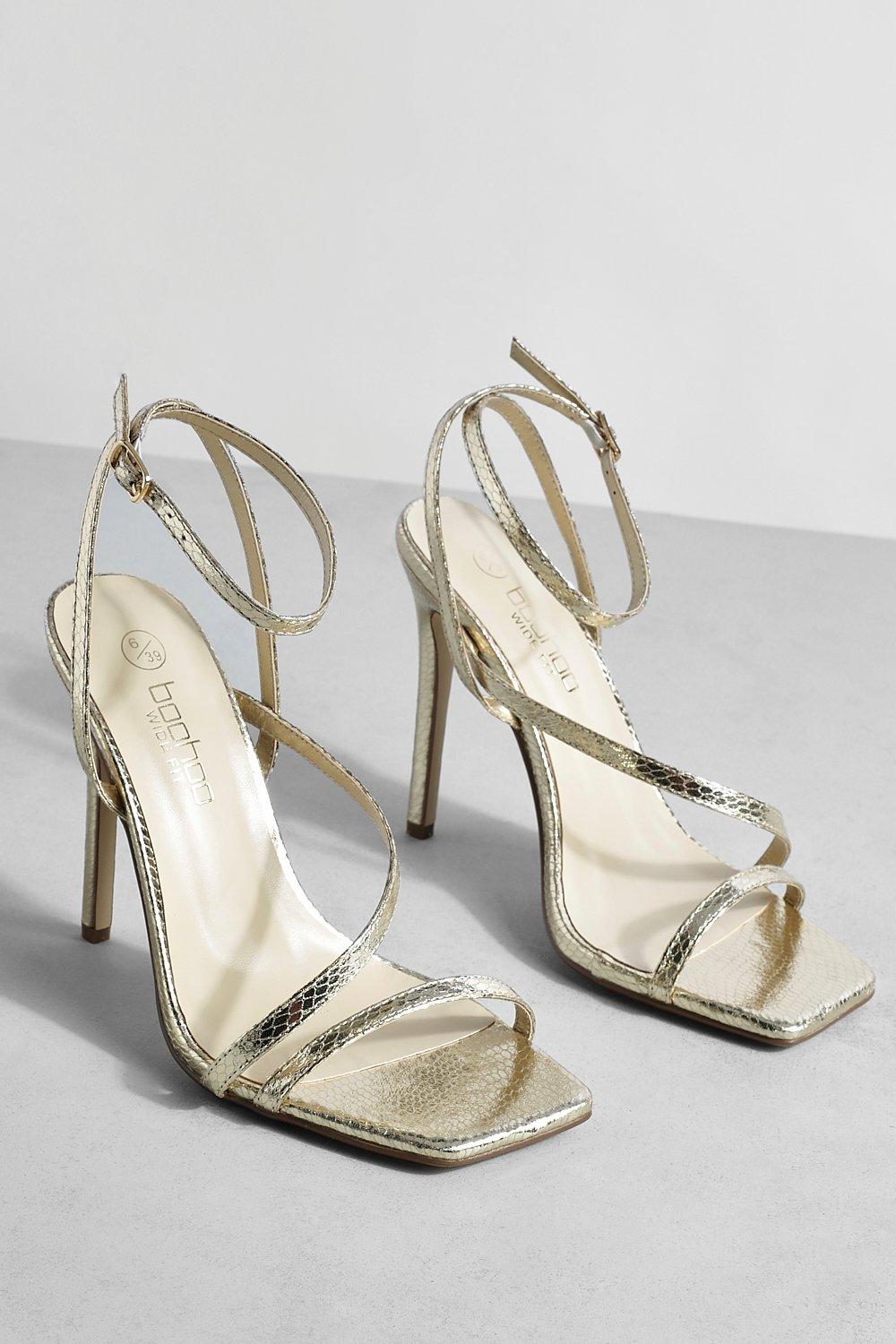 Metallic barely there heels sale