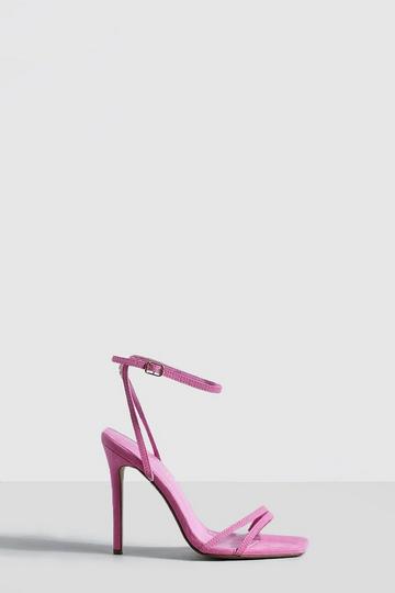 Double Strap Barely There Stiletto Heels neon-pink