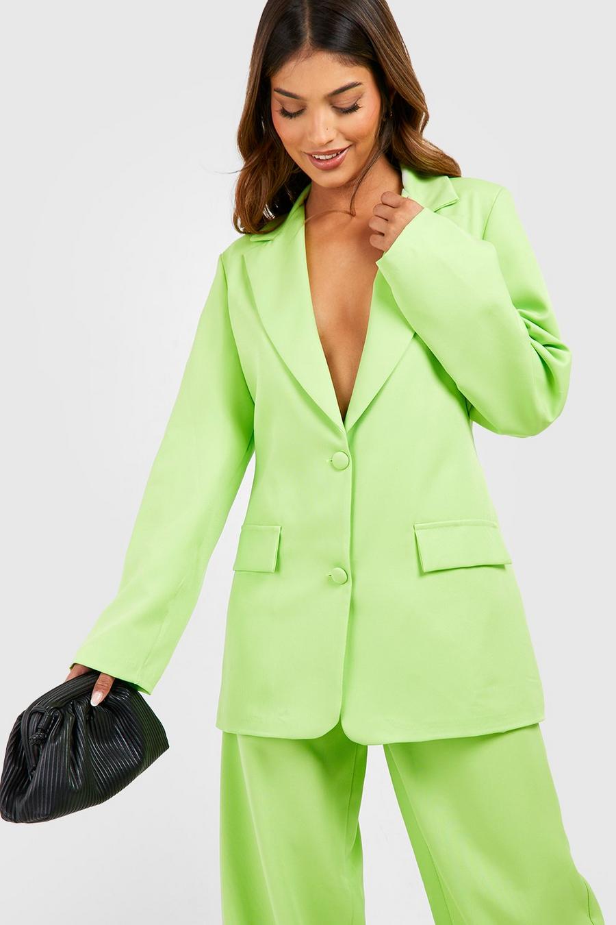 Limeade yellow Oversized Relaxed Fit Tailored Blazer
