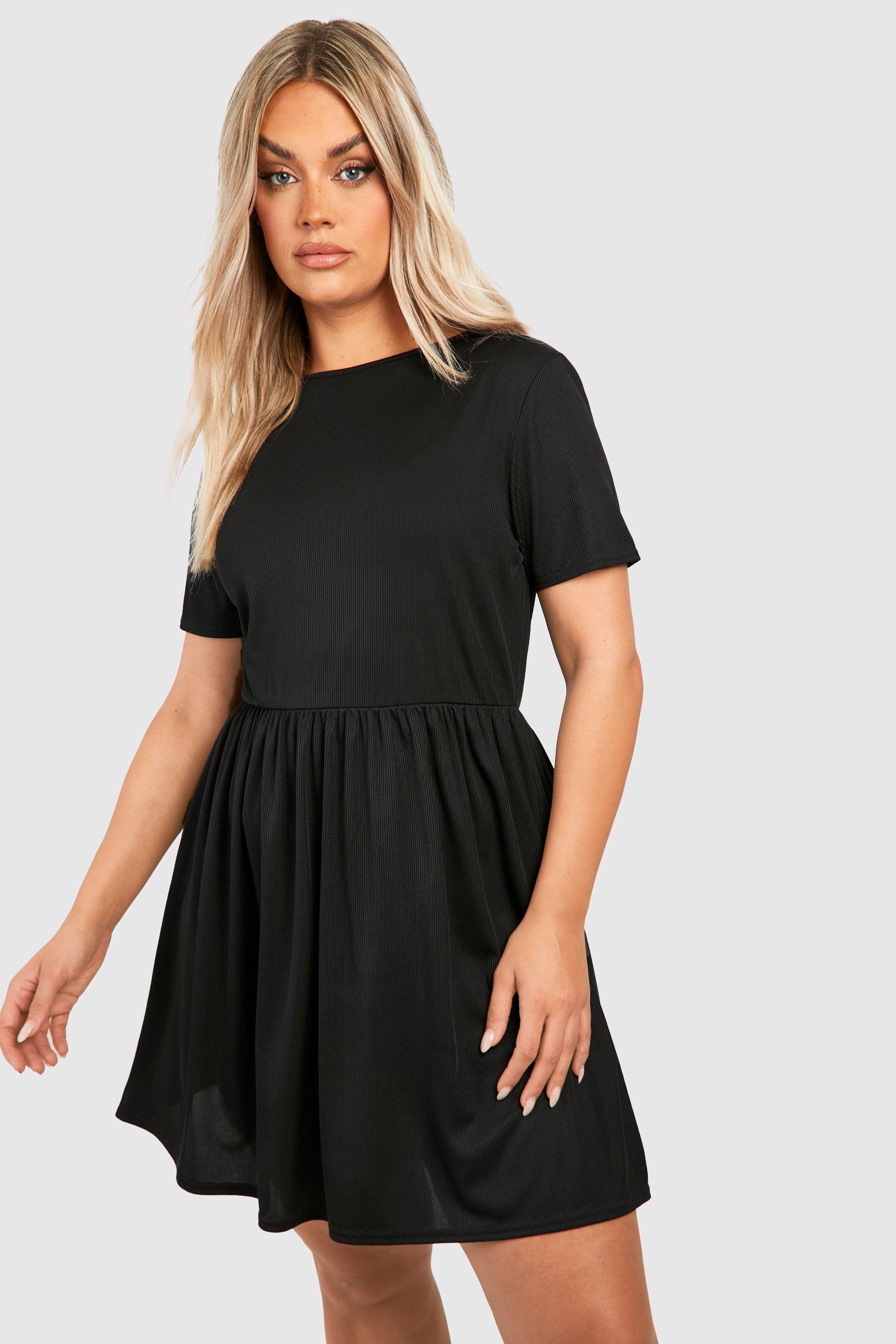 Black short 2024 sleeve skater dress