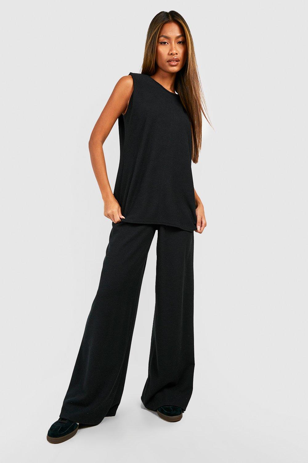 Black crinkle trousers hotsell