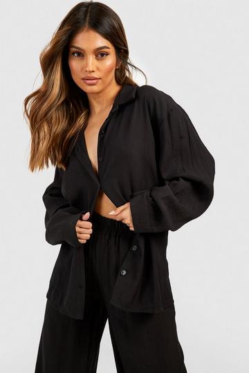 Crinkle Relaxed Fit Shirt black