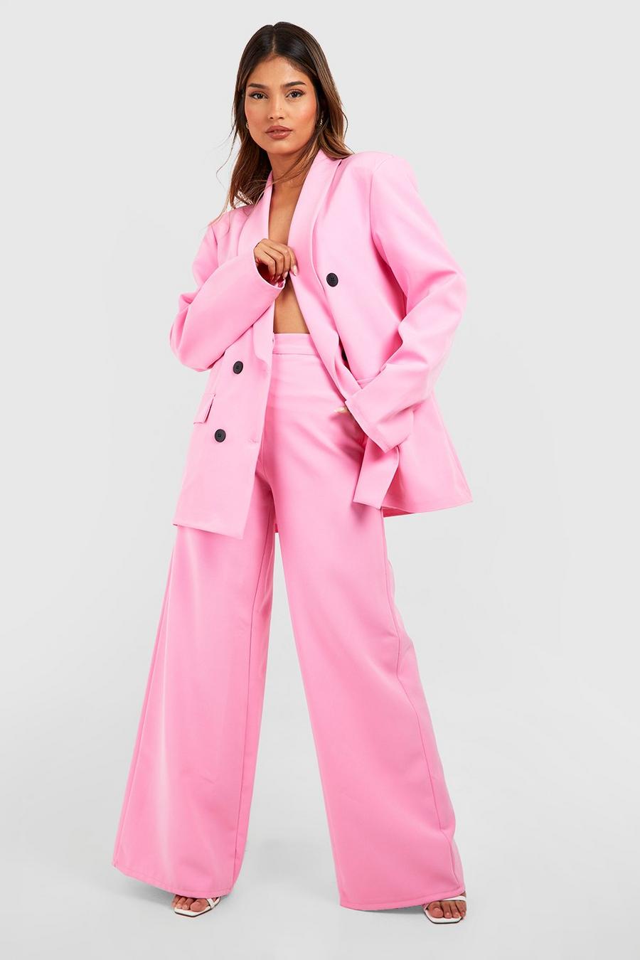 Candy pink Kostymbyxor med vida ben