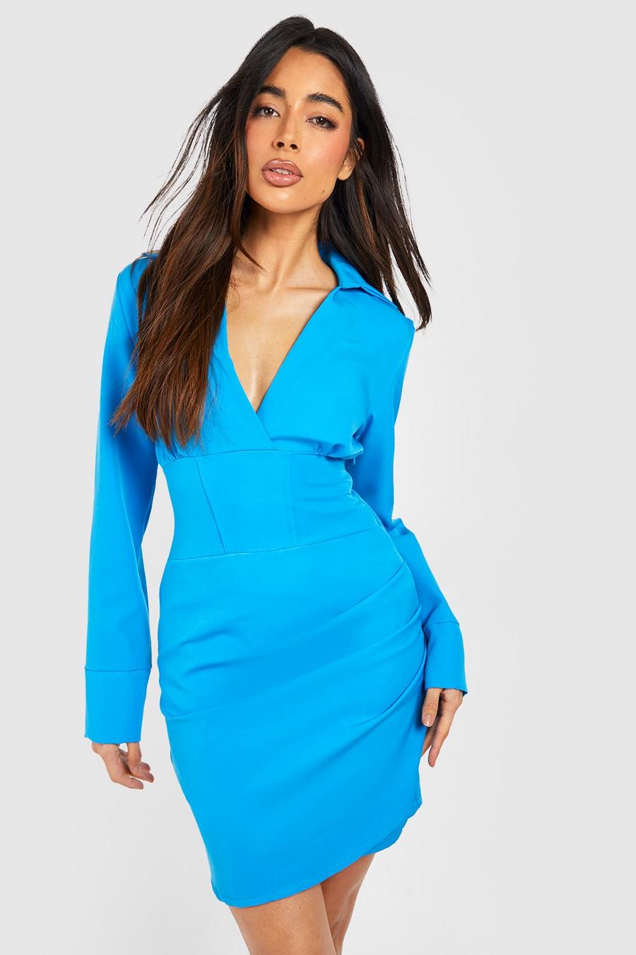 Azure Corset Waist Detail Tailored Blazer Dress image number 1